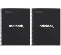 Miquelrius - Cahier A4 à spirale, Notebook Emotions, 80 Feuilles microperforée 90 g/m², Petits carreaux 5 mm, 1 Bande Couleur, Cahier Quadrillé, Couverture Rigide, 4 Trous, Noir
