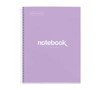 Miquelrius - Cahier A4 à spirale, Notebook Emotions, 80 Feuilles microperforée 90 g/m², Petits carreaux 5 mm, 1 Bande Couleur, Cahier Quadrillé, Couverture Rigide, 4 Trous, Lavande