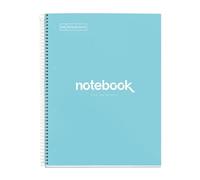 Miquelrius - Cahier A4 Carnet de Notes Emotions, 120 Feuilles 90 g/m², Grille 5 x 5 mm, 5 Bandes de couleur, Spirale microperforée, Couverture extra-dure, 4 Trous, Couleur Bleu Ciel