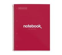Miquelrius - Cahier A4 Carnet de Notes Emotions, 120 Feuilles 90 g/m², Grille 5 x 5 mm, 5 Bandes de couleur, Spirale microperforée, Couverture extra-dure, 4 Trous, Couleur Rouge