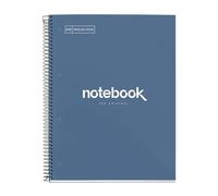 Miquelrius - Cahier A4 Carnet de Notes Emotions, 80 Feuilles 90 g/m², Grille 5 x 5 mm, 1 Bande de couleur, Spirale microperforée, Couverture extra-dure, 4 Trous, Couleur Bleu marine