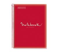Miquelrius - Cahier A4 Carnet Emotions, 80 Feuilles 90 g/m², Séyès ligné, Bordure 1 couleur, Spirale microperforée, Couverture polypropylène, Perforation 4 trous, Rouge