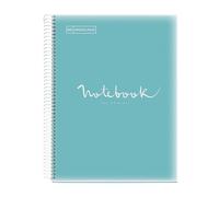 Miquelrius - Cahier A4 Carnet Emotions, 80 Feuilles 90 g/m², Séyès ligné, Bordure 1 couleur, Spirale microperforée, Couverture polypropylène, Perforation 4 trous, Bleu ciel