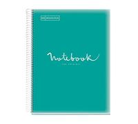 Miquelrius - Cahier A4 Carnet Emotions, 80 Feuilles 90 g/m², Séyès ligné, Bordure 1 couleur, Spirale microperforée, Couverture polypropylène, Perforation 4 trous, Turquoise