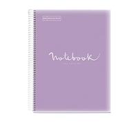 Miquelrius - Cahier A4 Carnet Emotions, 80 Feuilles 90 g/m², Séyès ligné, Bordure 1 couleur, Spirale microperforée, Couverture polypropylène, Perforation 4 trous, Lavande