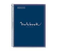 Miquelrius - Cahier A4 Carnet Emotions, 80 Feuilles 90 g/m², Séyès ligné, Bordure 1 couleur, Spirale microperforée, Couverture polypropylène, Perforation 4 trous, Bleu marine