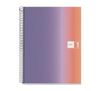 Miquelrius - Cahier A4, Couverture cartonnée rigide, 80 feuilles microperforées, Carnet quadrillé avec 4 couleurs pour l’organisation, Papier extra mat 90 g/m², 4 trous pour le classement, Provence