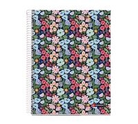 Miquelrius - Cahier A4 ligné 7 mm, 120 feuilles microperforées 4 couleurs multi-matières, papier opaque 70 g/m², couverture carton extra rigide, spirale, 4 perforations pour classeur, Spring