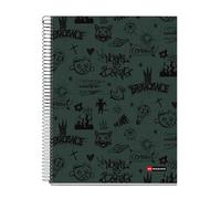 Miquelrius - Cahier A4 ligné 7 mm, 120 feuilles microperforées 4 couleurs multi-matières, papier opaque 70 g/m², couverture carton extra rigide, spirale, 4 perforations pour classeur, Not Boring
