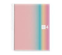 Miquelrius - Cahier A4 ligné 7 mm Aurora West Bay | 120 feuilles micro-perforées, papier 70 g/m², 4 couleurs multiples, couverture en polypropylène, spirale, 4 trous d'archivage