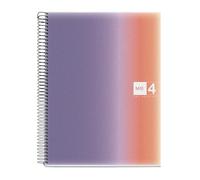 Miquelrius - Cahier A4, ligné quadrillé 5 mm, 120 feuilles de 70 g/m², 4 bandes colorées, spirale micro-perforée, couverture en polypropylène, 4 trous, Notebook A4 Aurora Provence