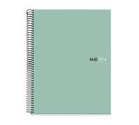 Miquelrius - Cahier A4, Notebook The Original Colors, 120 Feuilles de 90 g/m², 4 Bandes de Couleurs pour Organiser, Petits Carreaux 5 mm, 4 Perforations, Couverture Rigide en Carton Plastifié, Aqua