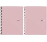 Miquelrius - Cahier A4, Notebook The Original Colors, 80 Feuilles de 90 g/m², 1 Bande de Couleur, Petits Carreaux 5 mm, 4 Perforations, Couverture Rigide en Carton Plastifié, Sable (Lot de 2)