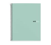 Miquelrius - Cahier A4, Notebook The Original Colors, 80 Feuilles de 90 g/m², 1 Bande de Couleur, Petits Carreaux 5 mm, 4 Perforations, Couverture Rigide en Carton Plastifié, Aqua