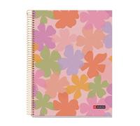 Miquelrius - Cahier A4 petits carreaux 5 mm, 120 feuilles microperforées 4 couleurs multi-matières, papier opaque 70 g/m², carton extra rigide, spirale, 4 perforations pour classeur, Aquarelle