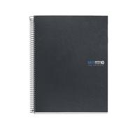 Miquelrius - Cahier A4 petits carreaux 5 mm, 200 feuilles microperforées 10 couleurs, papier extra opaque 90 g/m², carton rigide graphite, spirale, 4 perforations pour classeur, Notebook The original