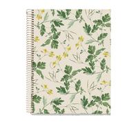 Miquelrius - Cahier A4 petits carreaux 5 mm, 80 feuilles microperforées 1 couleur, papier extra opaque 70 g/m², couverture carton extra rigide, spirale, 4 perforations pour classeur, Botanique