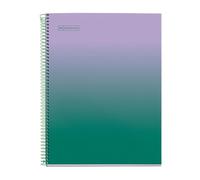 Miquelrius - Cahier A4 petits carreaux 5 mm, 80 feuilles microperforées 1 couleur, papier extra opaque 90 g/m², couverture carton contrecollé, spirale, 4 perforations pour classeur, Lavande&Vert
