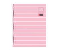 Miquelrius - Cahier A4 Petits Carreaux 5 mm, Rose | 80 Feuilles 90 g/m², Papier Opaque, Microperforées, Couverture Carton Rigide, Spirale, 4 Perforations