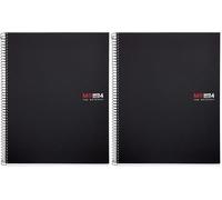 Miquelrius - Cahier A4, petits carreaux 5 mm, spirale microperforée, 4 trous pour classer, 140 feuilles 70 g/m², polypropylène opaque, 4 bandes de couleur, Notebook The Original, Noir (Lot de 2)
