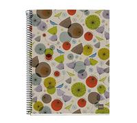 Miquelrius - Cahier A4 recyclé, 120 feuilles recyclées de 80 g/m², cahier ligné, 4 bandes de couleur pour classer et organiser, 4 perforations, couverture recyclée, oiseaux