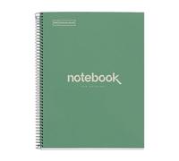 Miquelrius - Cahier A4 recyclé, 80 feuilles 80 g/m², ligné 7 mm, carnet en papier recyclé (post-consommation), 1 bande de couleur, 4 perforations, couverture recyclée, ECO Menthe