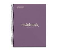 Miquelrius - Cahier A4 recyclé, 80 feuilles 80 g/m², petits carreaux 5x5 mm, carnet en papier recyclé (post-consommation), 1 bande de couleur, 4 perforations, couverture recyclée, ECO Lavande