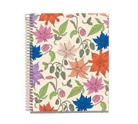 Miquelrius Cahier A5 recyclé, 4 bandes de couleur, quadrillage 5 x 5 mm, 120 feuilles, spirale, collection vintage Lily, fleurs