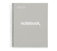 Miquelrius - Cahier A5 à spirale, Notebook Emotions, 80 Feuilles microperforée 90 g/m², Petits carreaux 5 mm, 1 Bande Couleur, Cahier Quadrillé, Couverture Rigide, 2 Trous, Gris