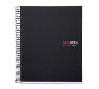 Miquelrius - Cahier A5 à spirales microperforé, Couverture polypropylène opaque, Carnet 148 x 210 mm, Perforation 2 trous, 140 pages de 70 g/m² et 4 bandes de couleur, Grille de 5 mm, Couleur Noir
