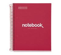Miquelrius - Cahier A5 Carnet de Notes Emotions, 120 Feuilles 90 g/m², Grille 5 x 5 mm, 5 Bandes de couleur, Spirale microperforée, Couverture extra-dure, 2 Trous, Couleur Rouge