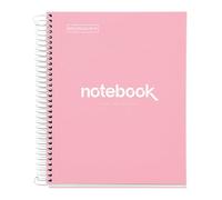 Miquelrius - Cahier A5 Carnet de Notes Emotions, 120 Feuilles 90 g/m², Grille 5 x 5 mm, 5 Bandes de couleur, Spirale microperforée, Couverture extra-dure, 2 Trous, Couleur Rose