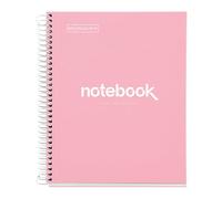 Miquelrius - Cahier A5 Carnet de Notes Emotions, 80 Feuilles 90 g/m², Grille 5 x 5 mm, 1 Bande de couleur, Spirale microperforée, Couverture extra-dure, 2 Trous, Couleur Rosa