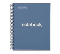 Miquelrius - Cahier A5 Carnet de Notes Emotions, 80 Feuilles 90 g/m², Grille 5 x 5 mm, 1 Bande de couleur, Spirale microperforée, Couverture extra-dure, 2 Trous, Couleur Bleu marine