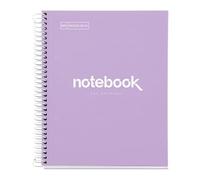 Miquelrius - Cahier A5 Carnet de Notes Emotions, 80 Feuilles 90 g/m², Grille 5 x 5 mm, 1 Bande de couleur, Spirale microperforée, Couverture extra-dure, 2 Trous, Couleur Lavande