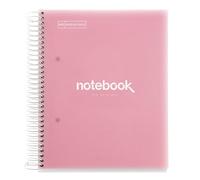 Miquelrius - Cahier A5 Carnet Emotions, 160 pages 90 g/m², Grille 5 x 5 mm, 8 bandes de couleur, Spirale microperforée, Couverture polypropylène, Perforation 2 trous, Carnet à carreaux, Rose