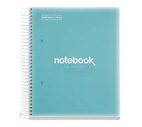 Miquelrius - Cahier A5 Carnet Emotions, 160 pages 90 g/m², Grille 5 x 5 mm, 8 bandes de couleur, Spirale microperforée, Couverture polypropylène, Perforation 2 trous, Carnet à carreaux, Bleu Ciel