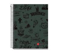 Miquelrius - Cahier A5 ligné 7 mm, 120 feuilles microperforées 4 couleurs multi-matières, papier opaque 70 g/m², couverture carton extra rigide, spirale, 2 perforations pour classeur, Not Boring