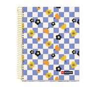 Miquelrius - Cahier A5 ligné 7 mm, 120 feuilles microperforées 4 couleurs multi-matières, papier opaque 70 g/m², couverture carton extra rigide, spirale, 2 perforations pour classeur, Square