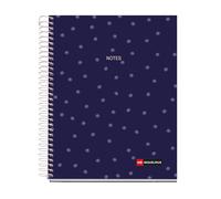 Miquelrius - Cahier A5 ligné 7 mm, 120 feuilles microperforées 4 couleurs multi-matières, papier opaque 70 g/m², couverture carton extra rigide, spirale, 2 perforations pour classeur, Spring