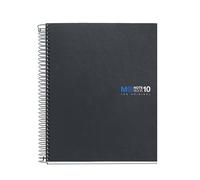 Miquelrius - Cahier A5 ligné 7 mm, 200 feuilles microperforées 10 couleurs, papier extra opaque 90 g/m², couverture carton rigide graphite, spirale, 2 perforations pour classeur, Notebook The original
