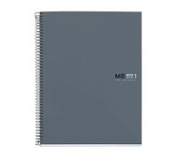 Miquelrius - Cahier A5, Notebook The Original Colors, 80 Feuilles de 90 g/m² et 1 Bande de Couleur, Cahier à Grille 5 mm, 4 Perforations, Couverture Rigide en Carton Plastifié, Graphite