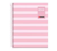 Miquelrius - Cahier A5 Petits Carreaux 5 mm, Rose | 80 Feuilles 90 g/m², Papier Opaque, Microperforées, Couverture Carton Rigide, Spirale, 2 Perforations