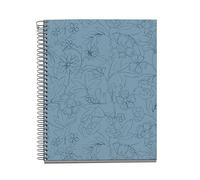 Miquelrius - Cahier A5 quadrillé à petits carreaux, Carnet spiralé avec 100 feuilles en 4 couleurs pour organisation, Papier 70 g/m² haute opacité, 2 trous pour classeur, Lagoon