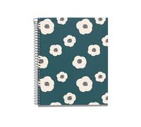 Miquelrius - Cahier A5 (148 x 210 mm), 100 feuilles quadrillées 70 g/m², couverture en carton rigide, 4 bandes de couleur, spirale, 2 trous, carnet quadrillé, jolie papeterie, vert