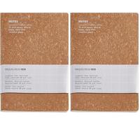 Miquelrius Cahier A5 souple (200 x 140 mm), intérieur lisse, 48 feuilles blanches, papier recyclé 80 g/m², couverture en cuir recyclé, couleur liège (Lot de 2)