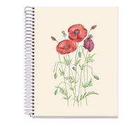 Miquelrius - Cahier A5 uni, 80 feuilles microperforées 1 couleur, papier extra opaque 70 g/m², couverture carton extra rigide, spirale, 2 perforations pour classeur, Coquelicot