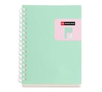 Miquelrius Cahier A6 ligné, couverture bicolore en polypropylène souple, 80 feuilles de papier ivoire 80 g/m², spirale transparente en silicone, turquoise/vert