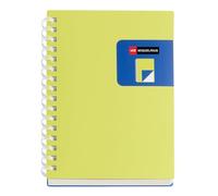Miquelrius - Cahier A6 lisse, couverture bicolore en polypropylène souple, 80 feuilles de papier ivoire 80 g/m², spirale transparente en silicone, jaune/bleu