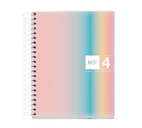 Miquelrius - Cahier A6 petits carreaux 5 mm, 120 feuilles microperforées 4 couleurs multi-matières, papier opaque 70 g/m², couverture carton extra rigide, spirale, Sans perforations, West Bay